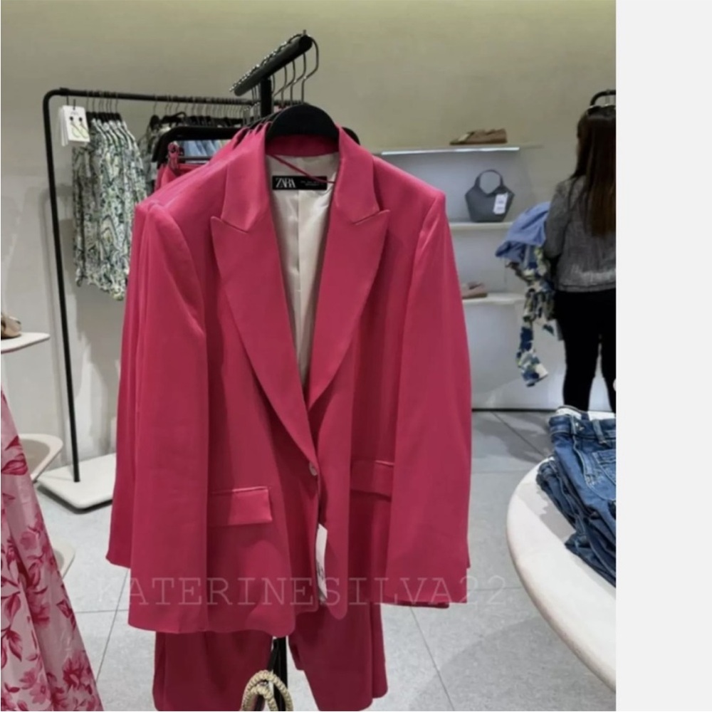 ZARA 2 PIECES MATCHING SET SATIN EFFECT BLAZER & SATIN EFFECT STRAIGHT LEG PANTS - Picture 14 of 16